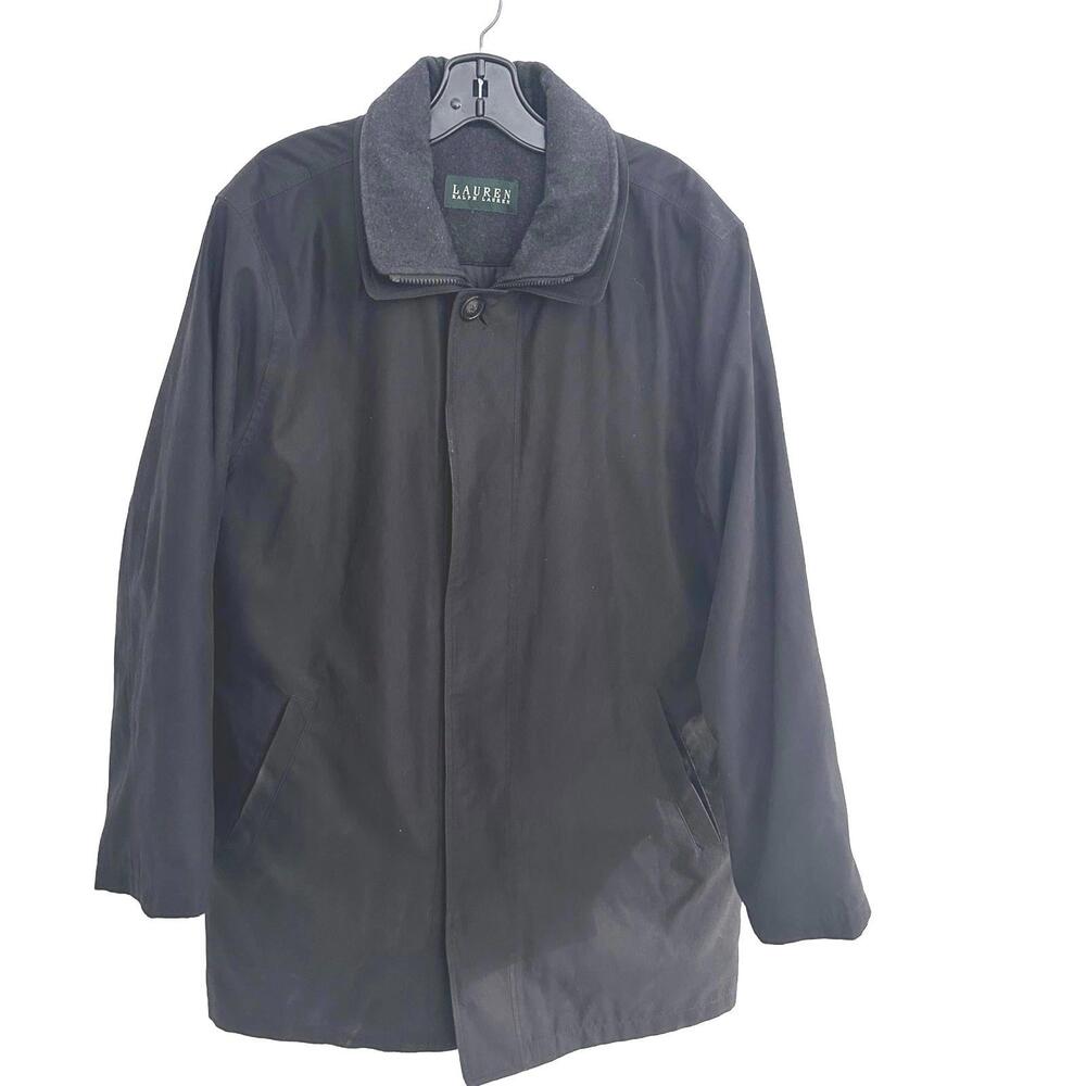 Lauren Ralph Lauren Black Edgar Classic Fit Trench Coat Removable Lining - 40R
